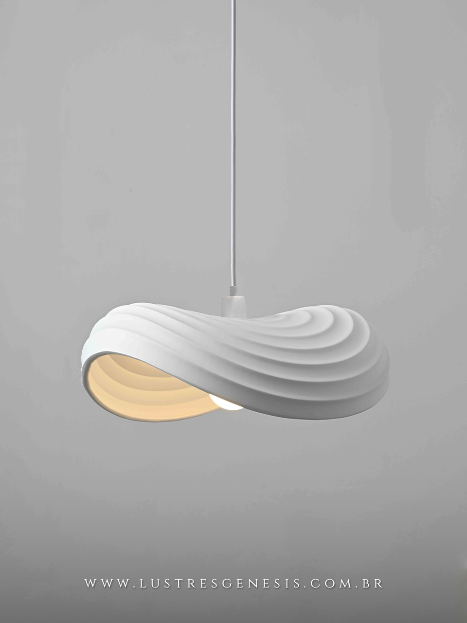 Pendente Moderno Metal Resina DCD02676 Branco E27 47x45cm, Bancada Area Gourmet, Lavabo, Cabeceira de Cama, Banheiro